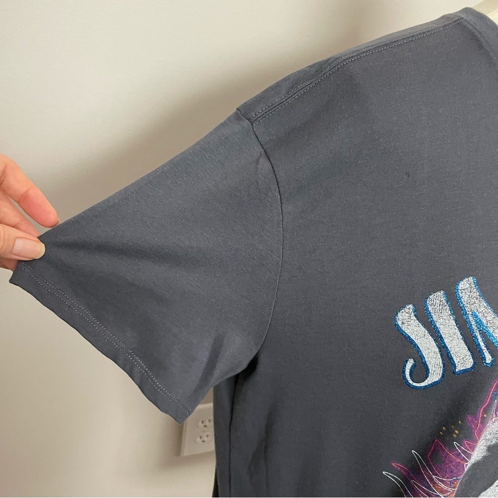 Authentic Hendrix Jimi Hendrix Tee Shirt Graphic Sparkle Glitter Grey Blue - Picture 5 of 11